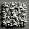 Einhorn 3D Bild zum ausmalen mit vielen weiteren Elementen